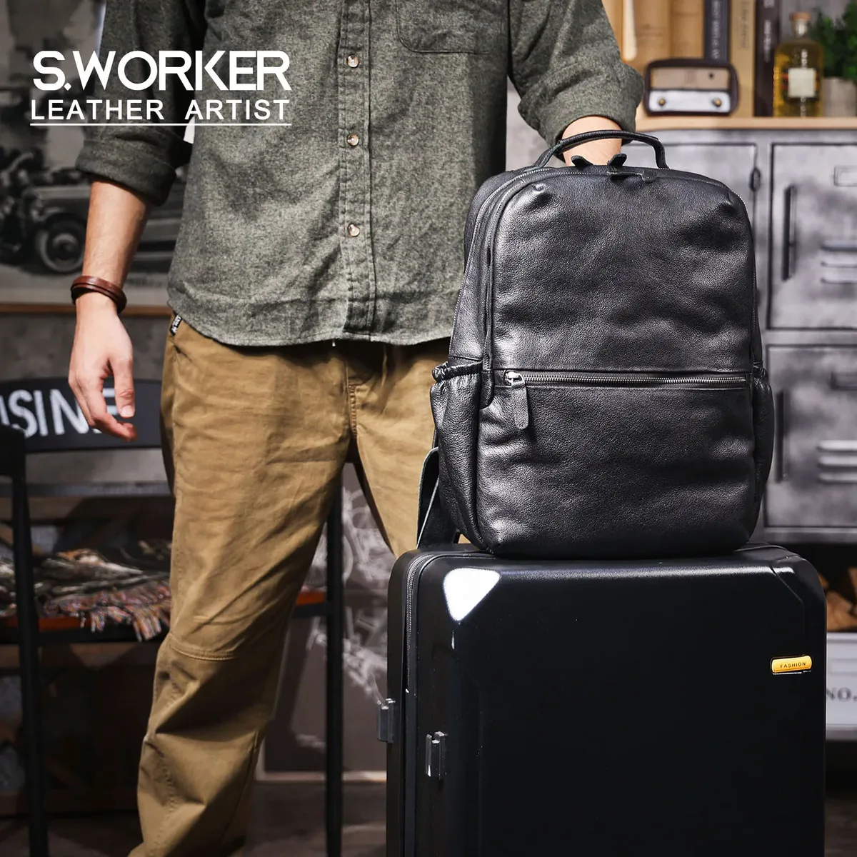 Sac à dos décontracté en cuir véritable pour hommes, sacoche pour ordinateur portable, sac de voyage en cuir de vache de première qualité, style Preppy à la mode