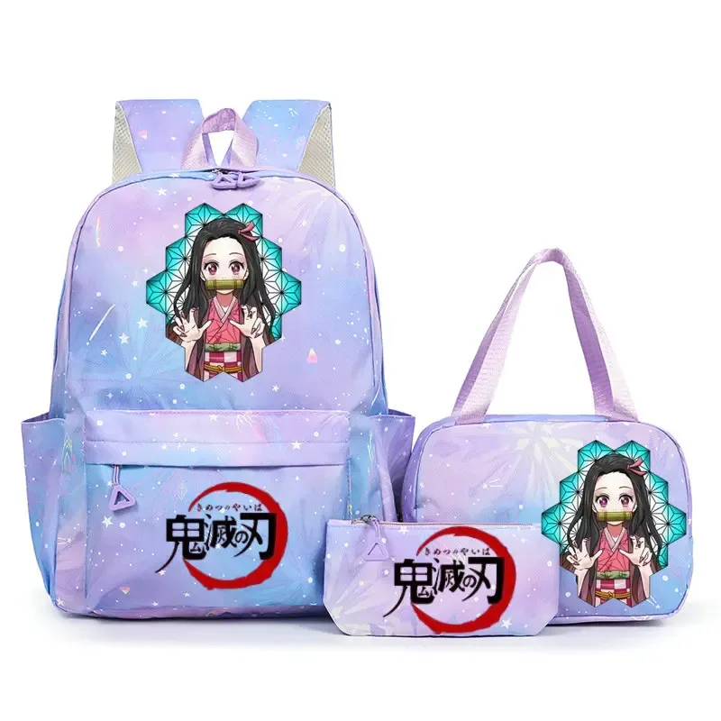 sac à dos demon slayer nezuko kamado pour adolescents, cartable de grande capacité avec sac à bandoulière pour usage quotidien, pour filles et femmes, mochilas de voyage
