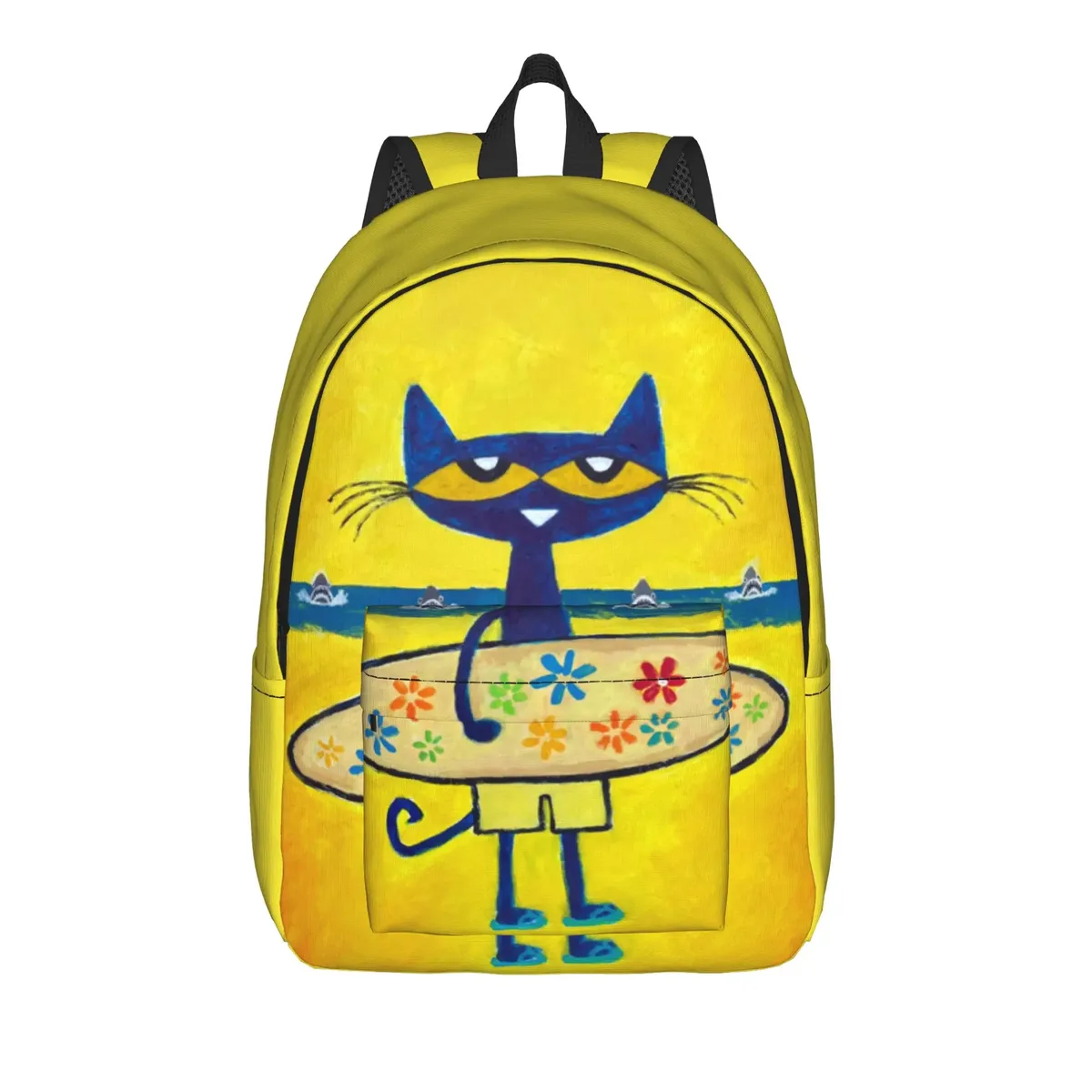 sac à dos cartoon pete the cat pour hommes et femmes, sac à bandoulière tendance pour étudiants, sac à bandoulière pour le travail, sac à bandoulière pour le collège, durable