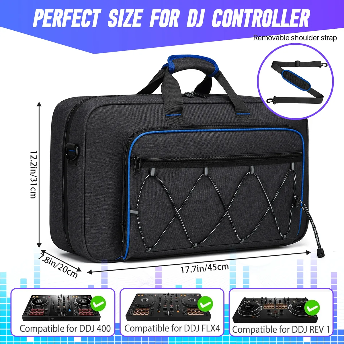 sacs de rangement rembourrés pour contrôleur dj portable, protection pour dj compatible ddj-400 ddj-flx4 ddj-rev 1, sac de protection pour platines dj
