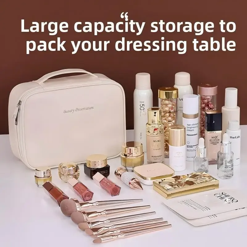 sac cosmétique en cuir moderne, ouvert, portable, détachable, multifonctionnel et imperméable, en gros, en stock, transfrontalier, le plus vendu