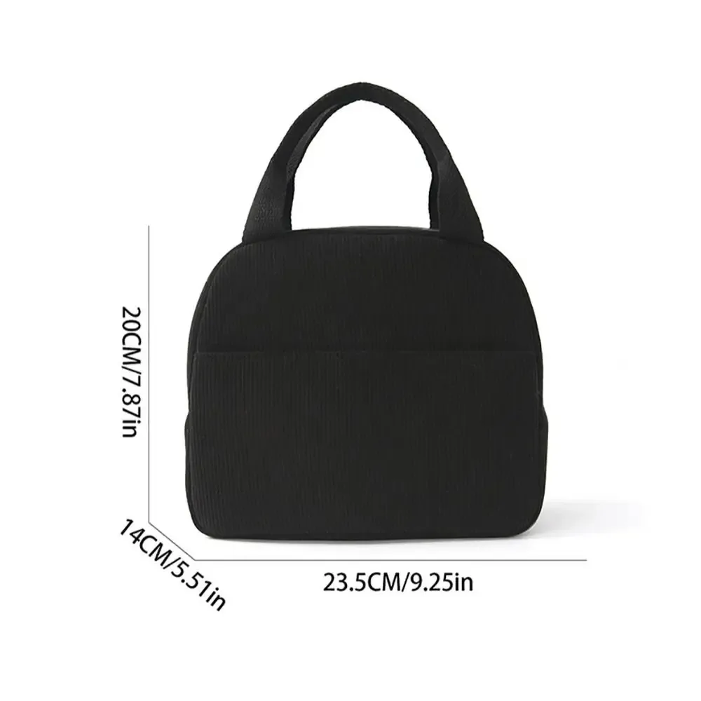 sac isotherme compact en velours côtelé, sac à déjeuner portable, sac de rangement grande capacité, sac à main minimaliste pour pique-nique