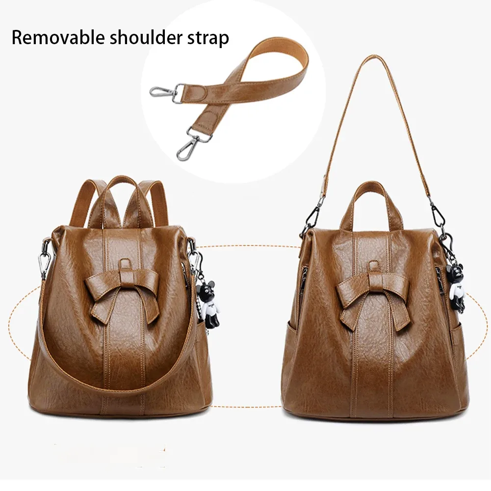 sac à dos en cuir véritable de haute qualité, antivol, sac à bandoulière, sac à dos professionnel pour femmes, élégant sac en cuir pour femme avec nœud
