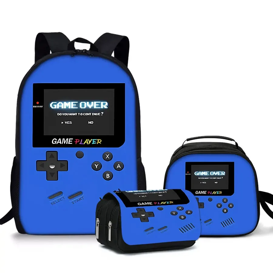 sac à dos pour ordinateur portable 2d dessin animé grande capacité, style simple et léger, idéal pour adolescents, femmes et hommes – nouveauté : lot de 3 pièces pour console de jeux, cadeau pour garçons/filles