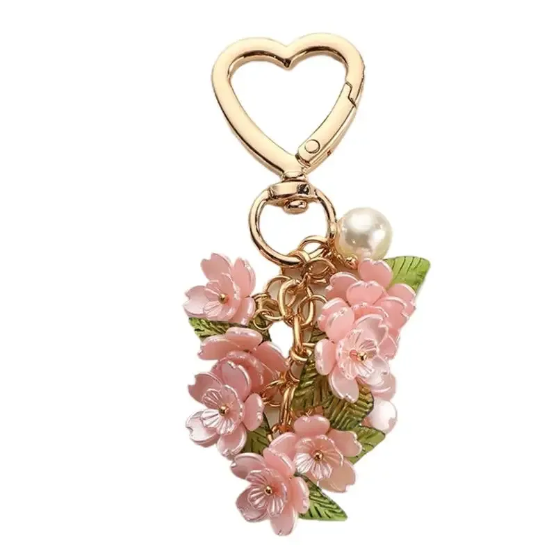 porte-clés cœur rempli de fleurs mignonnes, accessoire de sac esthétique créatif pour filles, ornement quotidien pour sac à dos, doux cadeau de vacances