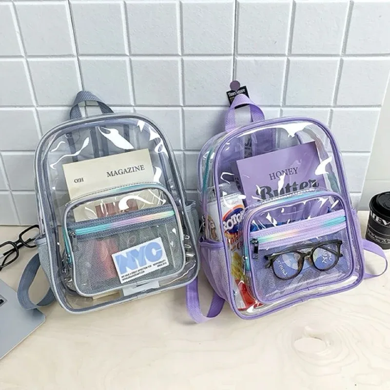 nouveau mini sac à dos transparent tendance pour étudiant, sac de voyage en pvc transparent, sac à dos de plage imperméable polyvalent pour l'été