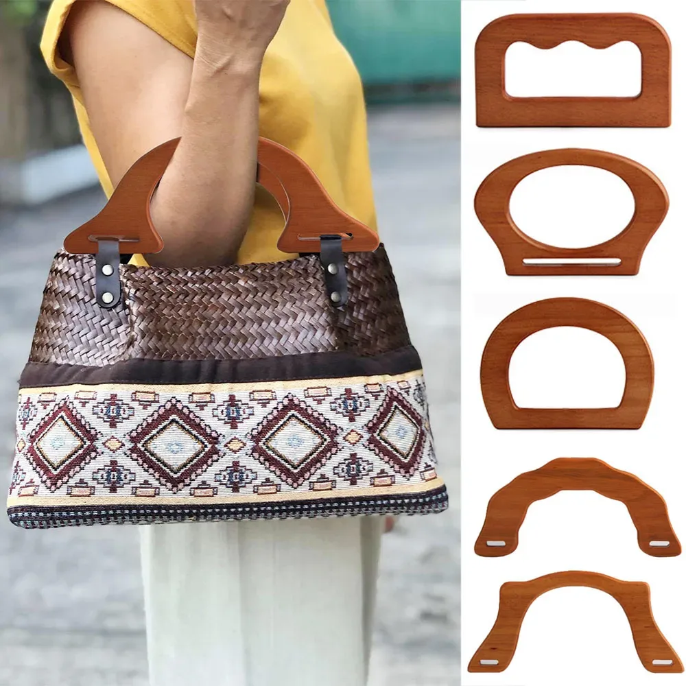 sac fourre-tout de remplacement en forme de d, sangles de sac à main, poignées amovibles, accessoires de sac en bois, poignée décroissante, bricolage
