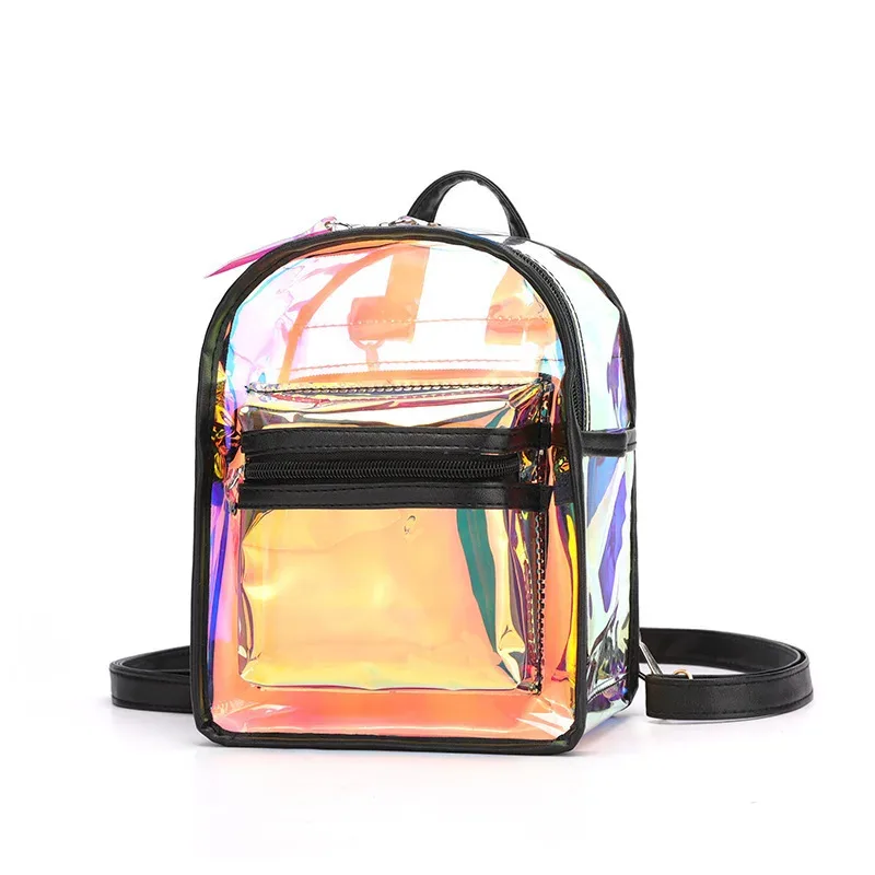 mode coréenne mini sac à dos femmes gelée transparent double sac à bandoulière mignon filles sac à main voyage en plein air petit sac pour les femmes