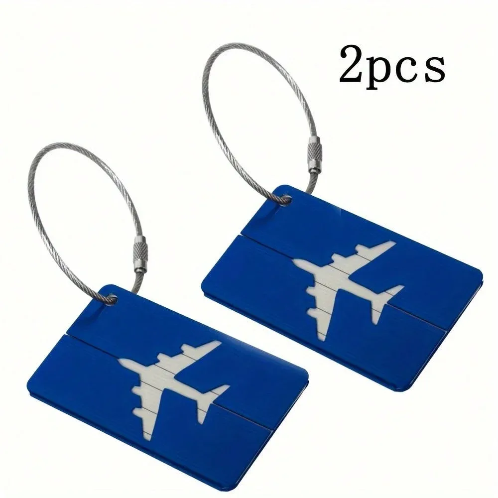 étiquette de bagage en aluminium étanche, motif avion minimaliste avec anneau en acier inoxydable, porte-passe d'embarquement, porte-carte d'identité de voyage