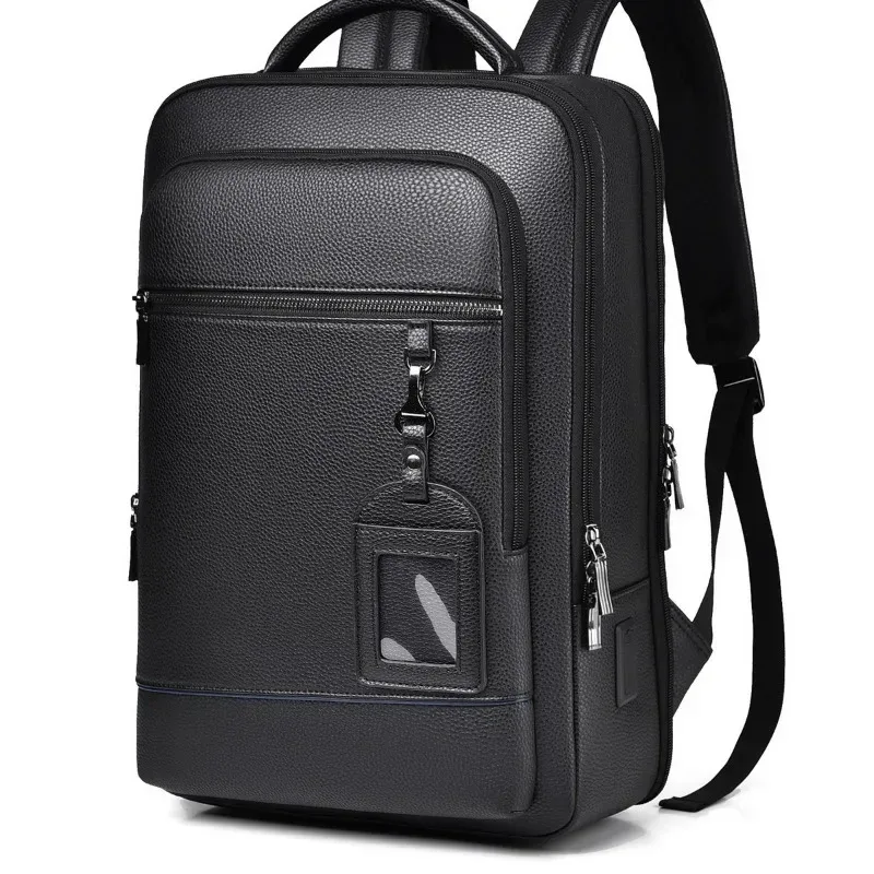 sac à dos exécutif hommes sacoche en cuir pu usb charge porte-documents bureau voyage ordinateur portable bureau affaires épaule sac à dos mâle