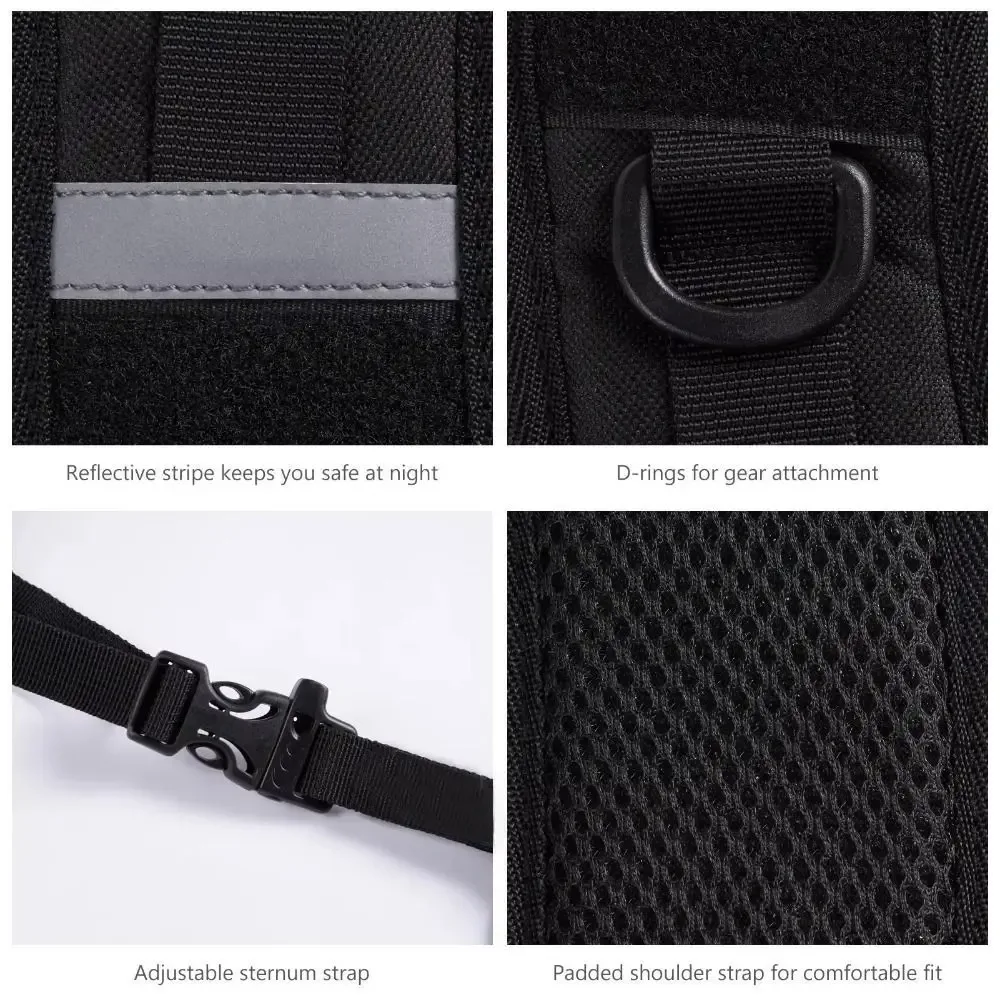 accessoires de sac à dos noir, sangles en tissu oxford, absorption des chocs, sangle de remplacement, sangle d'épaule, escalade et randonnée
