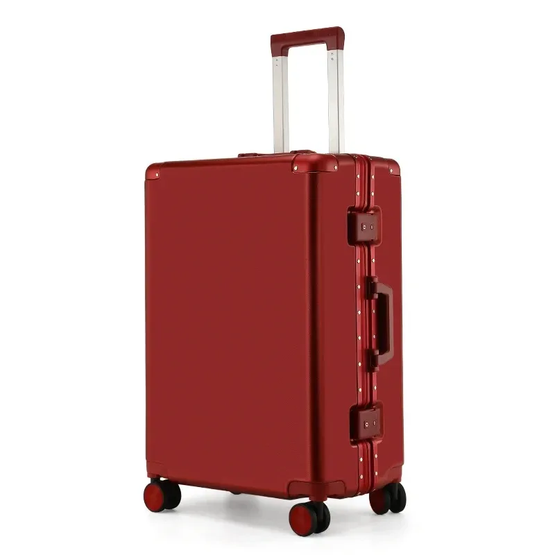 valise de voyage grande capacité couleur unie avec serrure à combinaison, cadre en aluminium, poignée télescopique de luxe pour hommes et femmes