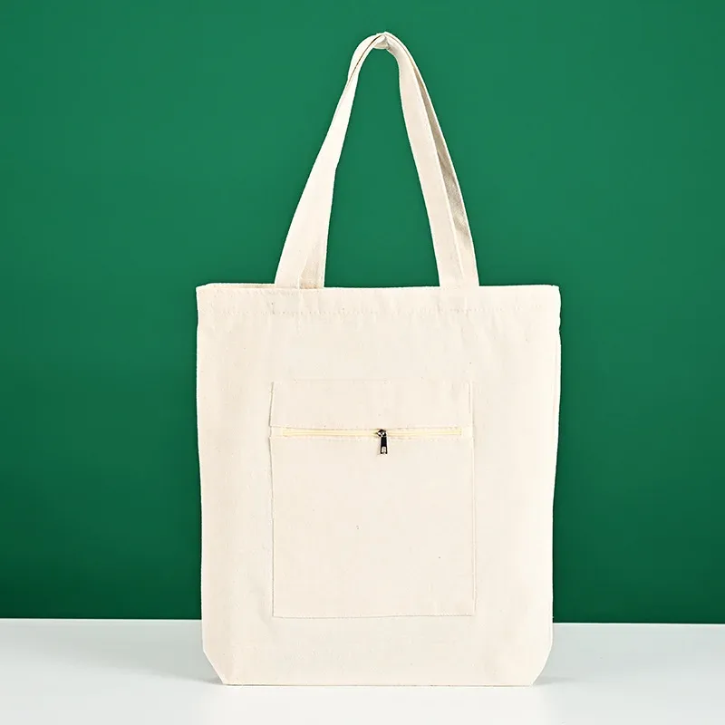 sac fourre-tout en toile personnalisé avec logo imprimé, sac en coton vierge à bandoulière, sac de shopping grande capacité avec fermeture éclair, vente en gros