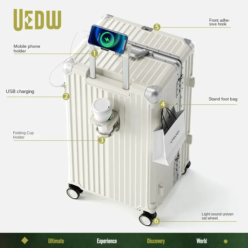 valise multifonctionnelle grande capacité 30 pouces, cadre en aluminium robuste et épaissi, valise de voyage à roulettes, bagage extra large