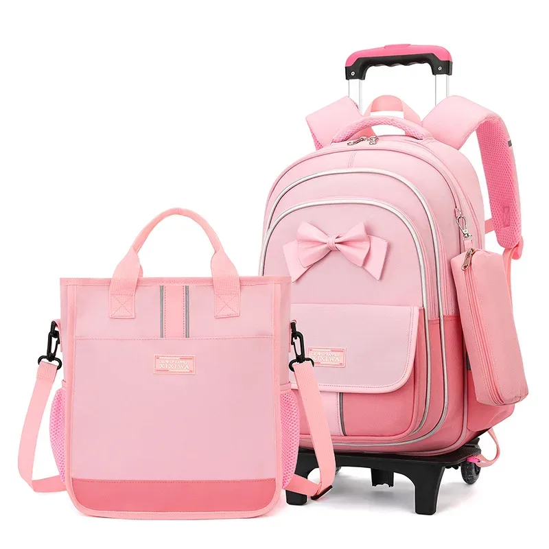 sac d'école enfants sac à dos roulant pour garçon filles sacs à dos à roulettes avec roues chariot bookbag bagage à main avec sacs à bandoulière