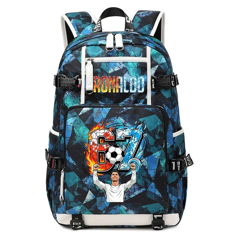 cr7 ronaldo 67 sac à dos imprimé de grande capacité pour étudiants, adolescents, enfants, sac à dos de voyage pour l'école