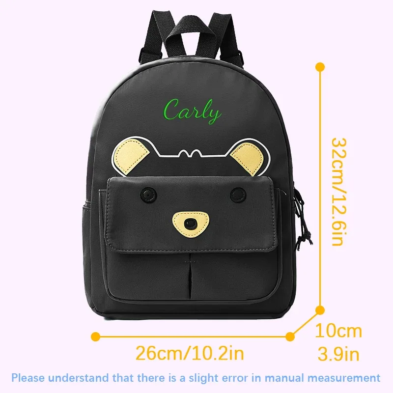 sac à dos personnalisé avec broderie ou style standard (2 options), motif mignon de petit ours de dessin animé, idéal pour la rentrée scolaire et comme cadeau
