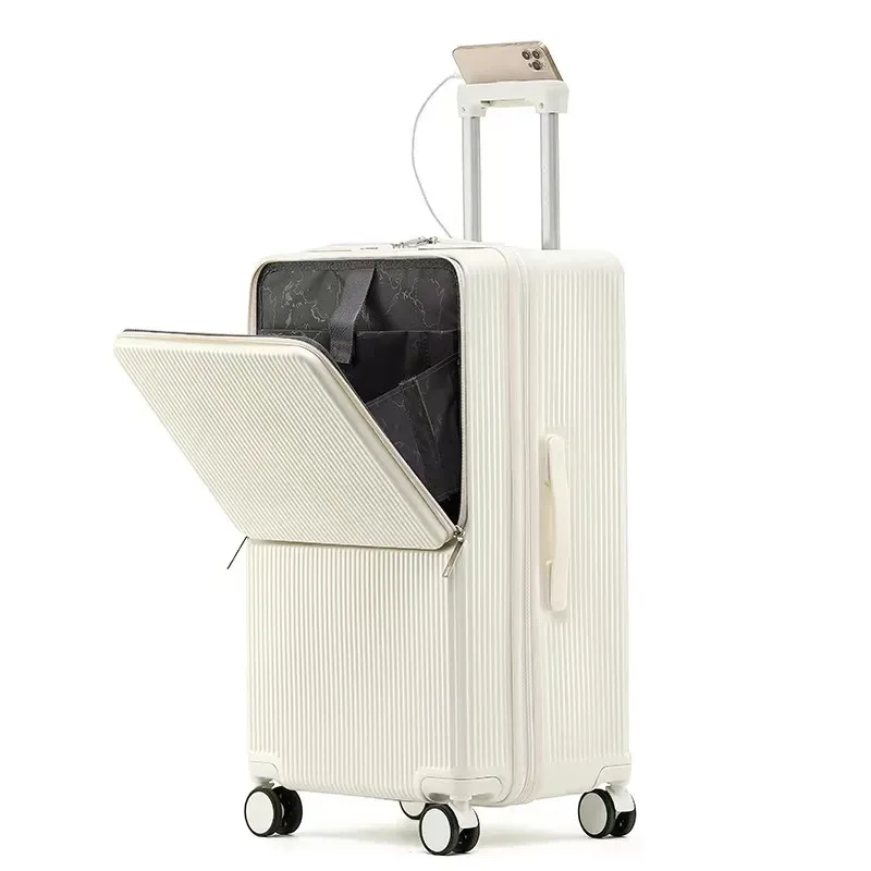 valise à ouverture avant 20 pouces boîte d'embarquement boîtier de chariot 28/30 pouces bagages grande capacité cadre en aluminium valise boîte de mot de passe