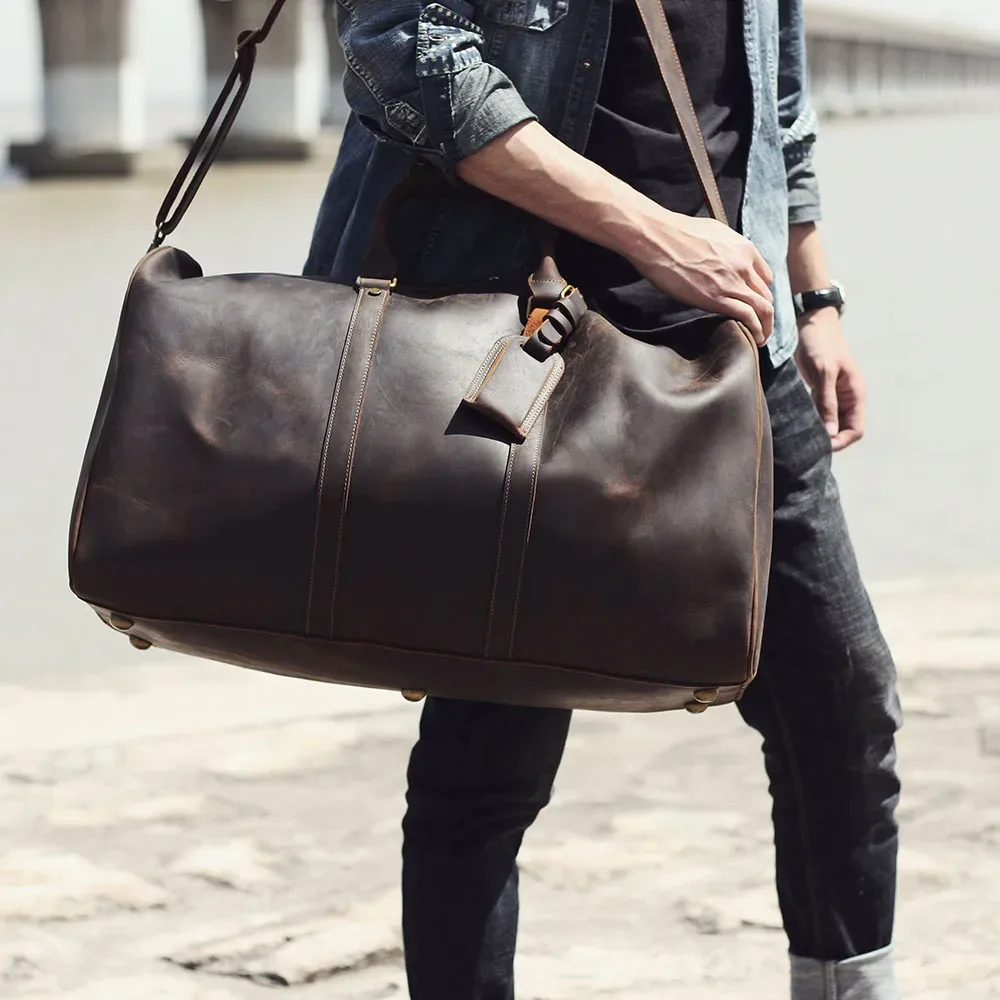 sac de voyage s.worker en cuir pleine fleur grand format pour homme, sac de week-end vintage en cuir véritable, sacs de sport pour homme, sac de voyage pour la nuit
