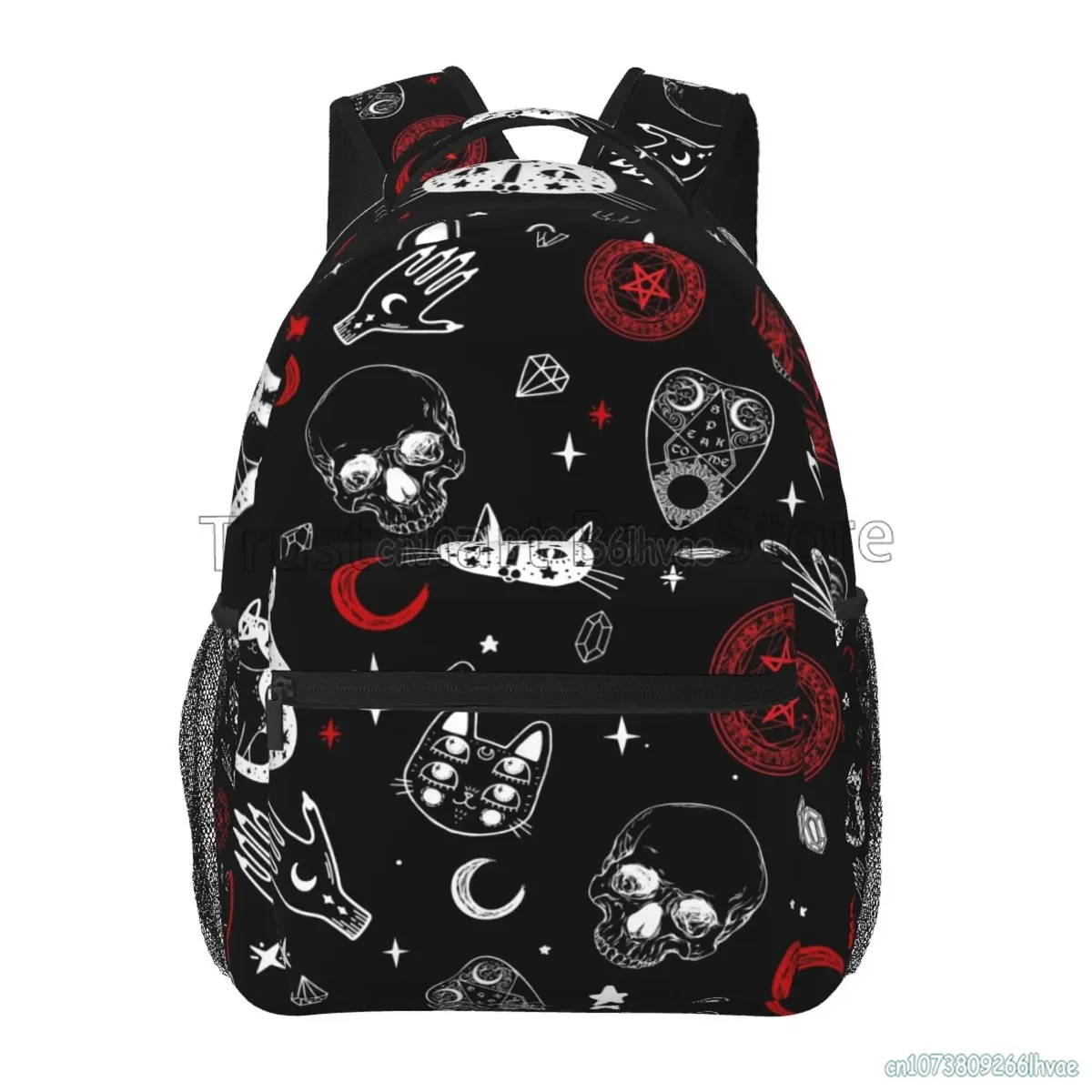 noir sorcière crâne lune divination sacs à dos école livre sacs étanche étudiant sac à dos pour ordinateur portable décontracté voyage sport sacs à dos