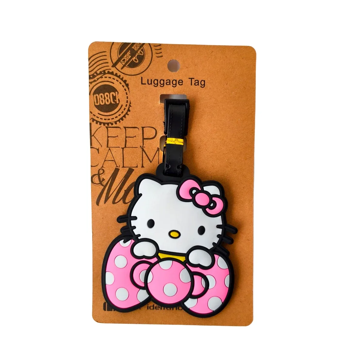 étiquette de bagage chat mignon pour filles, porte-adresse et porte-billets portable pour valise de voyage