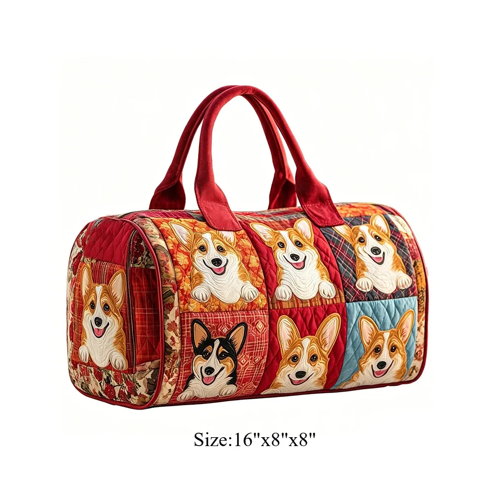 sac de voyage matelassé corgi pour femme, sac de week-end imprimé animal 3d, sac fourre-tout de voyage, sac de sport pour vacances d'été, bagage de nuit, pour les amoureux des animaux