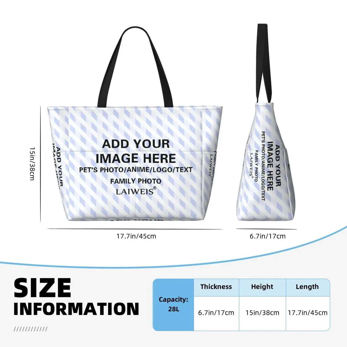 sac fourre-tout de plage personnalisé avec votre image, sac de voyage avec nom, motif multi-style, conception personnalisée, cadeaux initiés, chimshopping