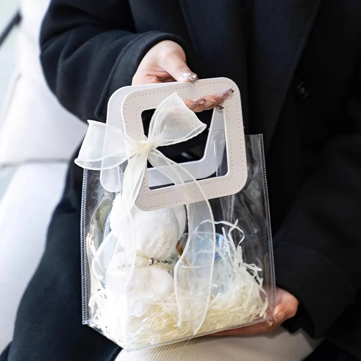 sac à main transparent pour voyage, sacs cadeaux de mariage, sac fourre-tout transparent, sac à cosmétiques, bouquets de fleurs, anniversaire