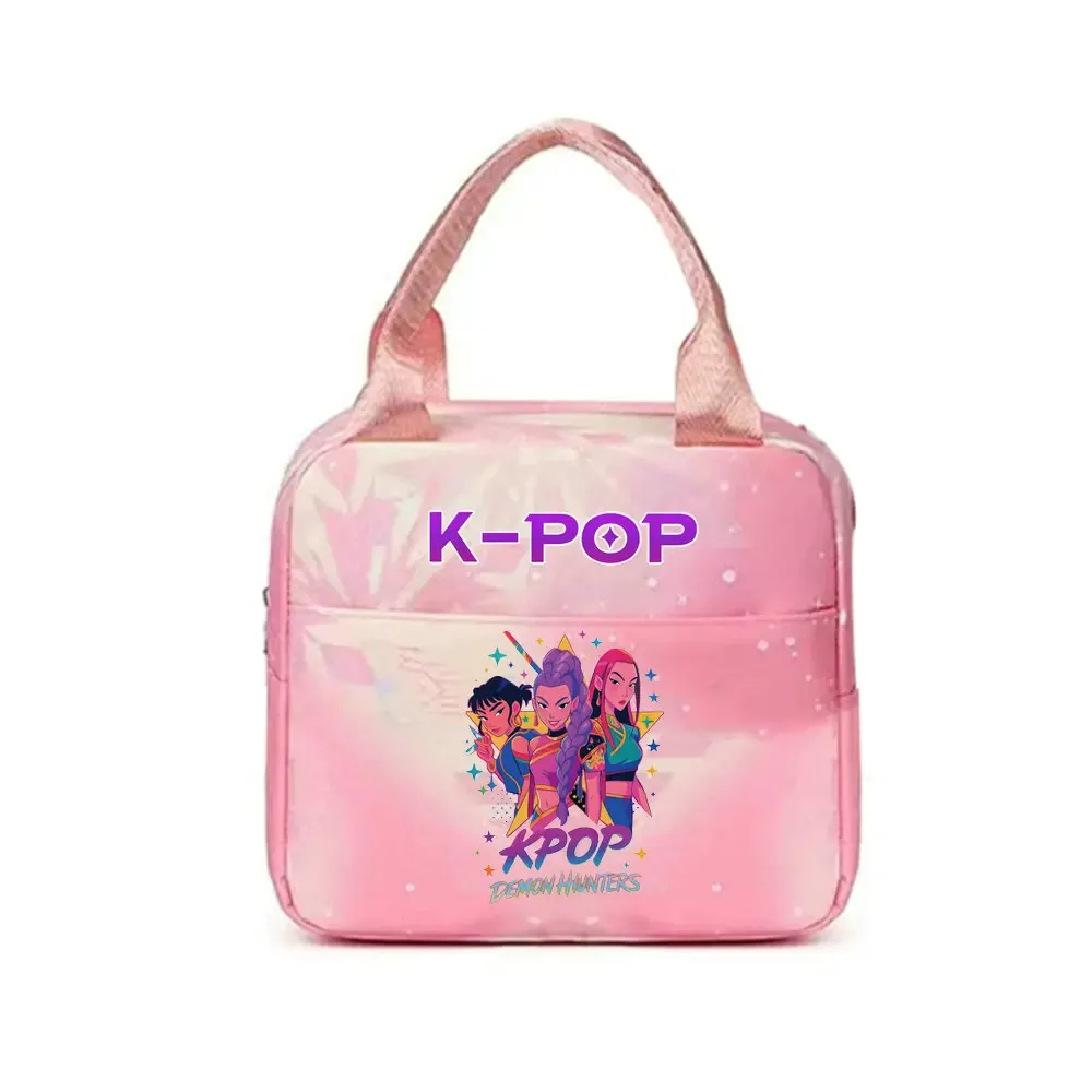 kpop demon hunters office workers avec sac à déjeuner portable isolé de grande capacité, sac à bandoulière à double usage