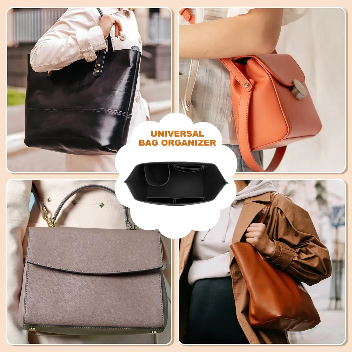 sac d'insertion en feutre pour sac à main longchamp, organisateur de sac en tissu feutré, support de maquillage, sac de voyage portable