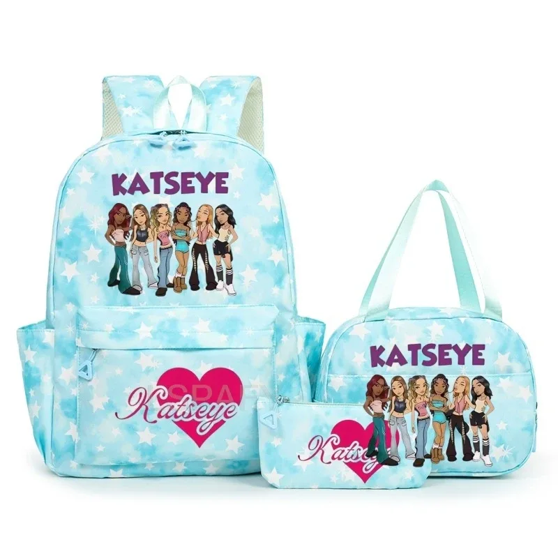 sac à dos amusant katseye pour adolescents, sac de voyage à double bandoulière, sac à crayons, sac à déjeuner, sac à livres décontracté pour étudiants, sac d'école pour filles, grande capacité, mochila