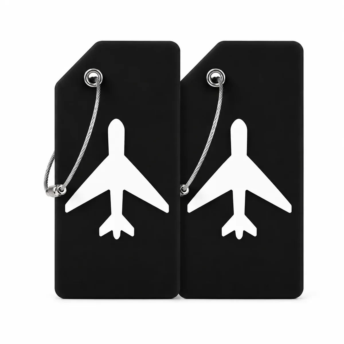 2/5 étiquettes de bagage en silicone, motif avion, identificateur de valise, couleurs vives avec boucle en fil d'acier, porte-nom, usage quotidien
