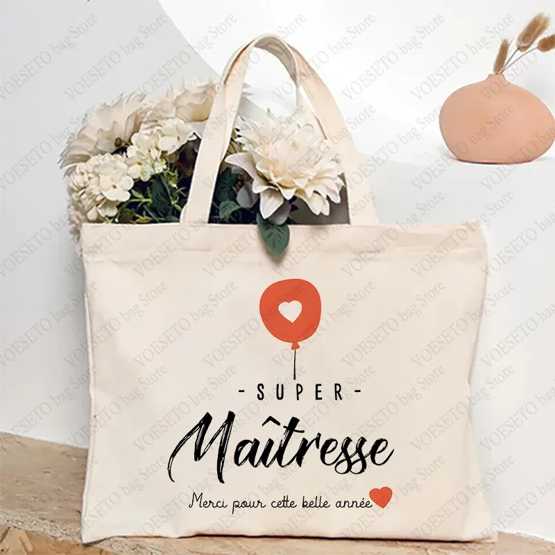 sac fourre-tout à thème enseignant, sac à bandoulière d'école inspiré avec motif de style français, sac à main à motif éducatif cadeau maitresse d'école
