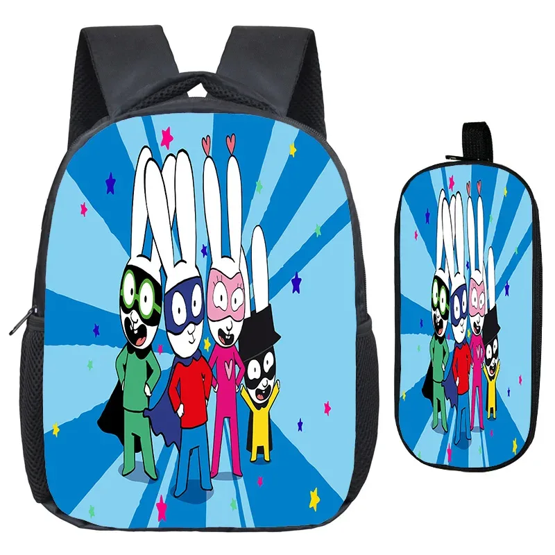 sac à dos simon super rabbit, trousse à crayons 2 pièces, sacs à dos décontractés pour garçons et filles, sac à dos personnalisé pour étudiants, sac de retour à l'école pour enfants, mochila