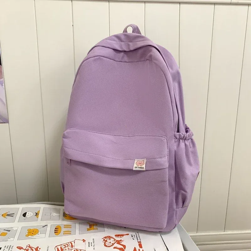 sac à dos de couleur unie pour adolescentes, nouveau sac à dos imperméable en nylon pour femmes, sac de voyage, cartable mochila