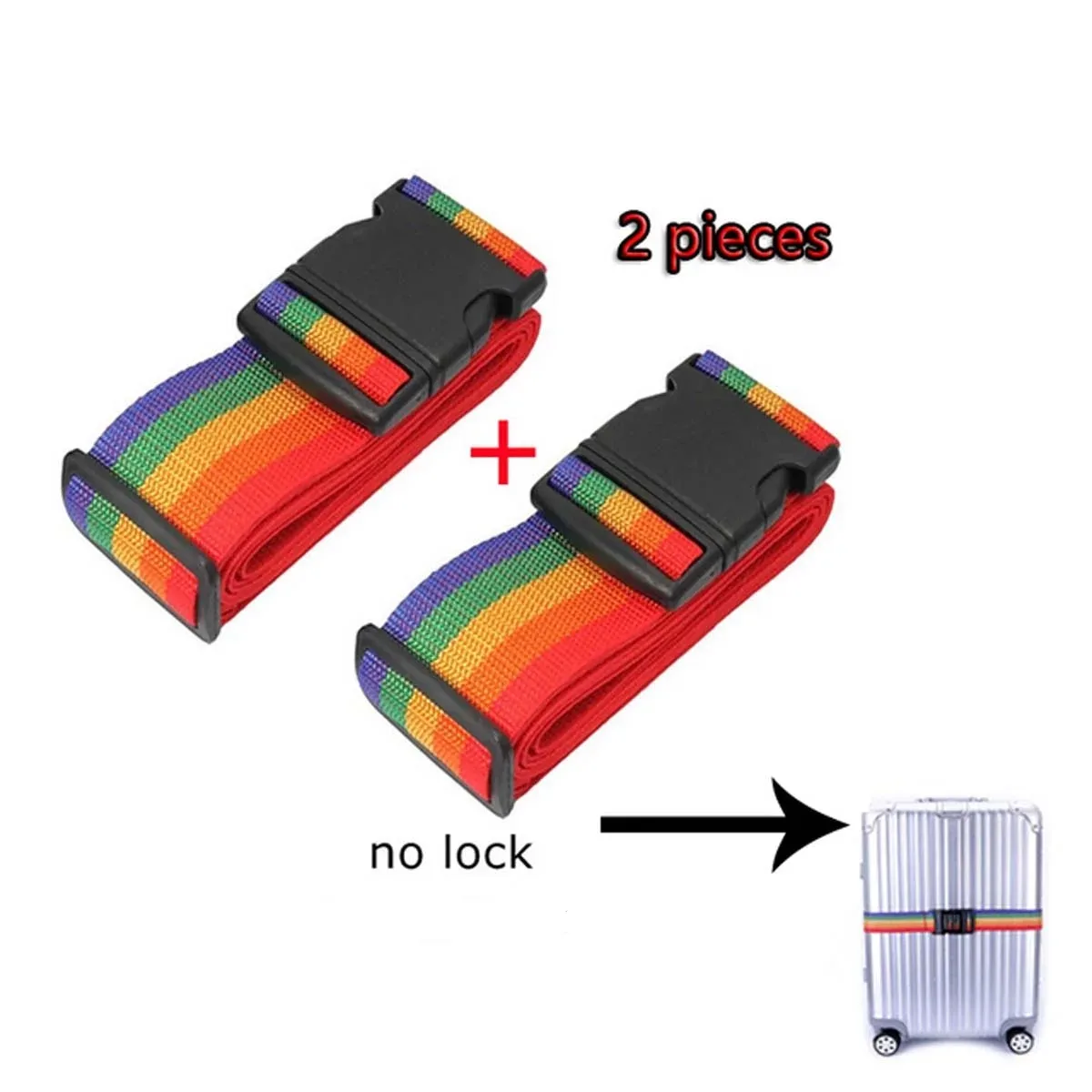 sangle de bagage réglable de 200cm, 1 pièce/2 pièces, accessoires essentiels de voyage, fournitures de valise, sangles de ceinture fixes pour valise de 20 à 34 pouces