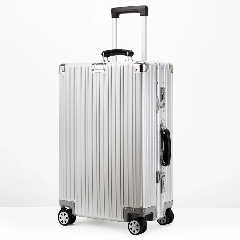 valise de voyage en alliage d'aluminium-magnésium de haute qualité, bagage à roulettes 20/24/26/29'', valise rétro à roulettes, bagage à main pour l'embarquement