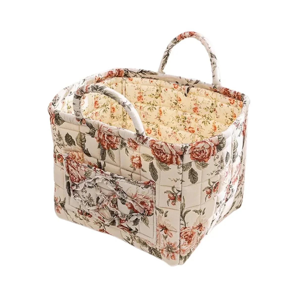 panier de rangement à motifs floraux pour femmes, paniers à linge doux en tissu de grande capacité avec poignées faciles à transporter, sac fourre-tout de voyage
