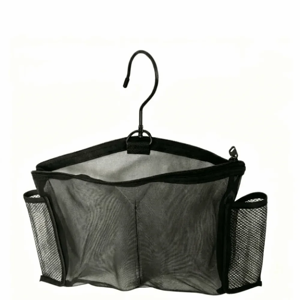 sac de toilette en maille avec crochet, organisateur de maquillage de voyage, fermeture éclair transparente, étui de rangement pour les sorties