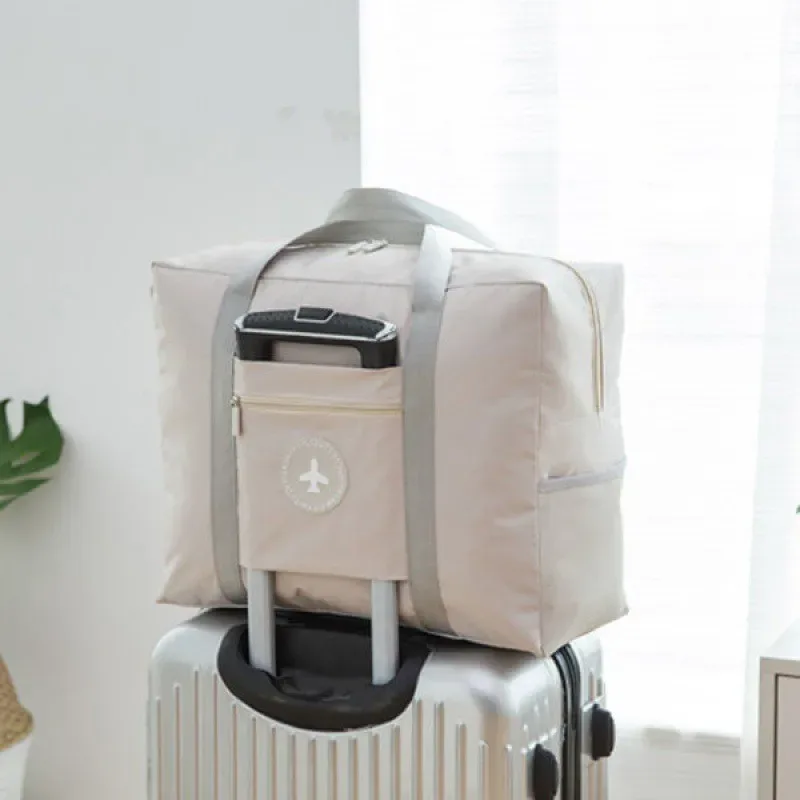 sac de voyage pliable de couleur unie, grande capacité, en tissu oxford imperméable, pour le sport et les voyages