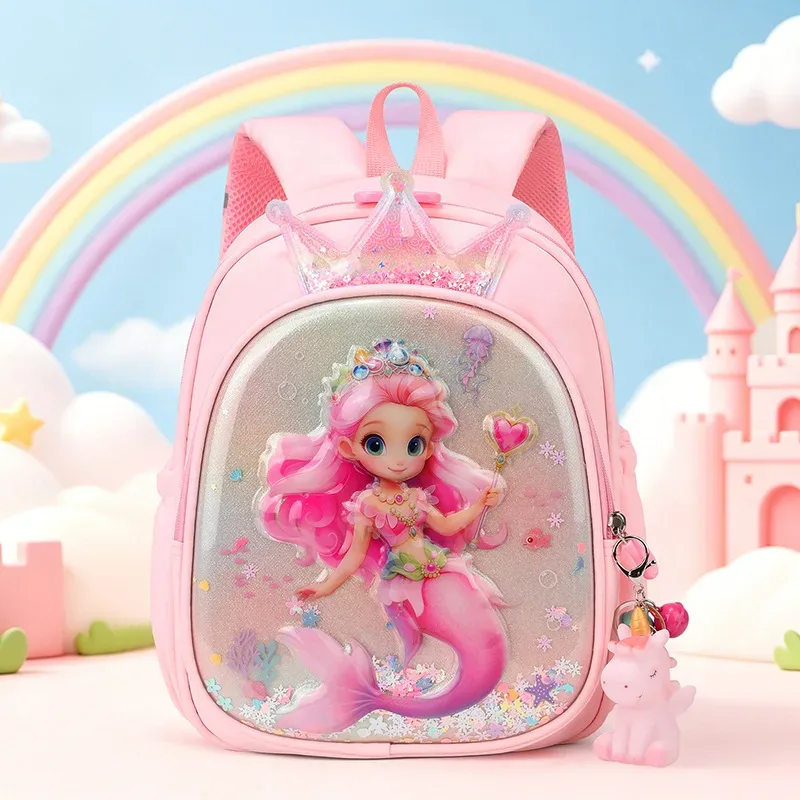 sac à dos licorne rose de dessin animé pour filles de 3 à 6 ans, léger, pour la maternelle, princesse, sirène, sac d'école, sac de voyage, sacs à dos mignons