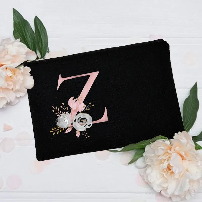 trousse de maquillage personnalisée avec nom initial, trousse à cosmétiques de mariée, pochette de toilette monogramme en toile, cadeaux pour demoiselle d'honneur, sacs de maquillage