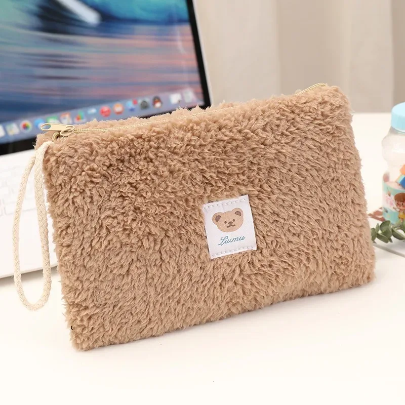 grande capacité mignon en peluche voyage cosmétique rouge à lèvres sac de rangement femmes kits de maquillage sacs à main organisateur portefeuille trousse à crayons pochette sac