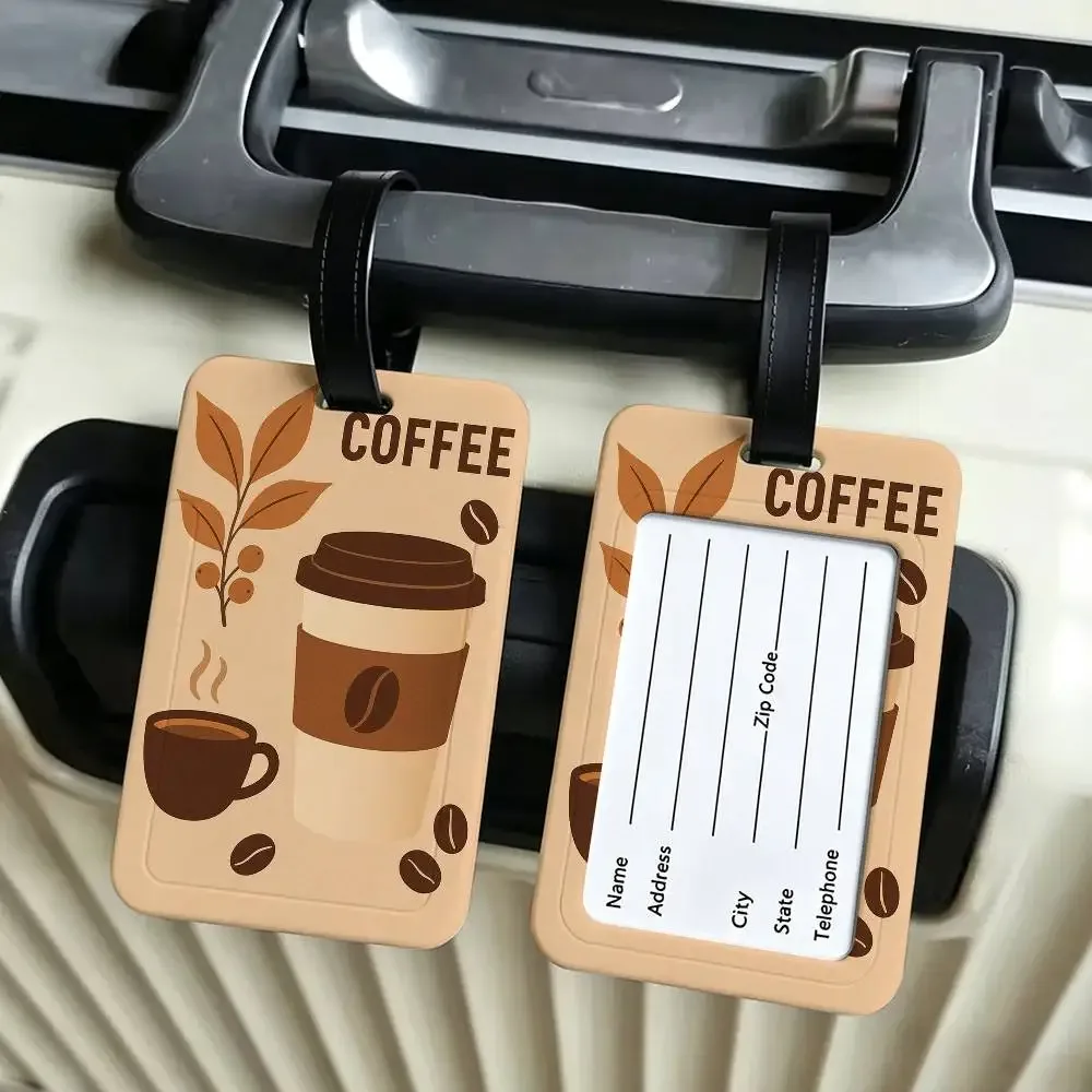 cafetière à espresso italienne, étiquette d'identification de bagages en pvc, porte-carte d'informations anti-perte, étiquette de nom pour valise de voyage