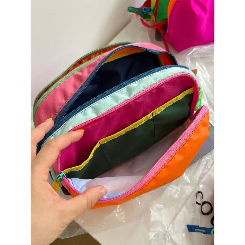 sac à cosmétiques multifonctionnel portable et étanche, couleur dopamine vibrante, sac de rangement de voyage pour articles de toilette pour femmes
