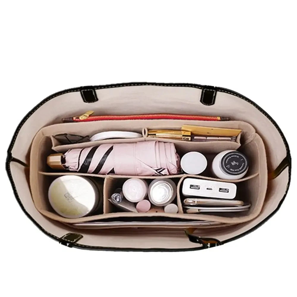 sac d'insertion en feutre multi-poches avec fermeture éclair, organisateur de sac à main grande capacité, sac intérieur pour lv speedy25/30/35/gentlewoman