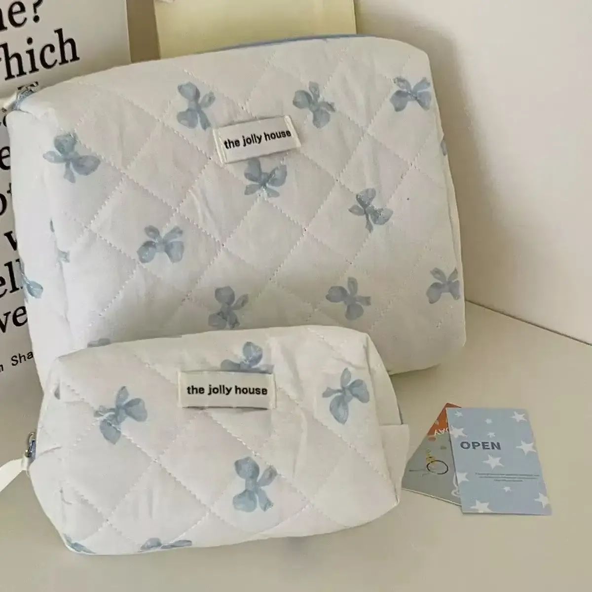 trousse de maquillage grande capacité avec imprimé nœud, sac de rangement pour cosmétiques et articles divers, organiseur de voyage pour articles de toilette, pochette neceser, trousse à maquillage