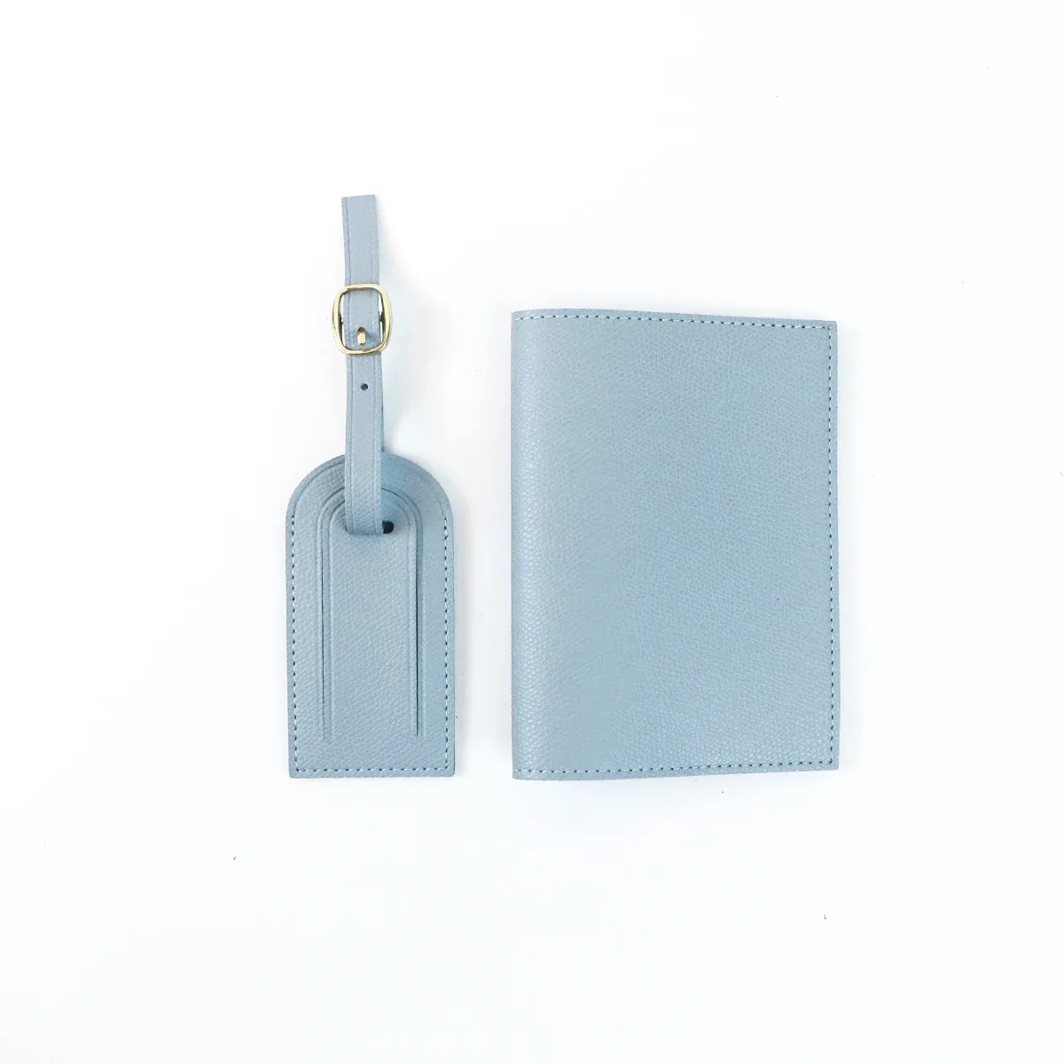 étiquette de bagage anti-perte en cuir pu personnalisée + ensemble de deux pièces pour porte-documents de voyage et porte-passeport