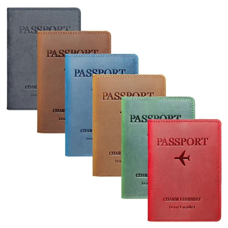 Porte-passeport universel pour femmes et hommes, blocage RFID, étui de voyage fin, pochette en cuir véritable, housse de passeport, portefeuille de voyage