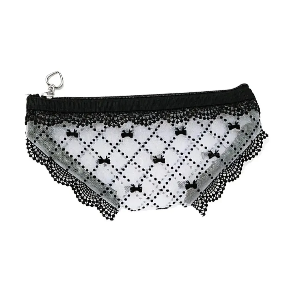 pochette de voyage portable pour cosmétiques, petit sac de rangement, trousse de maquillage légère en forme de slip avec dentelle et fermeture éclair